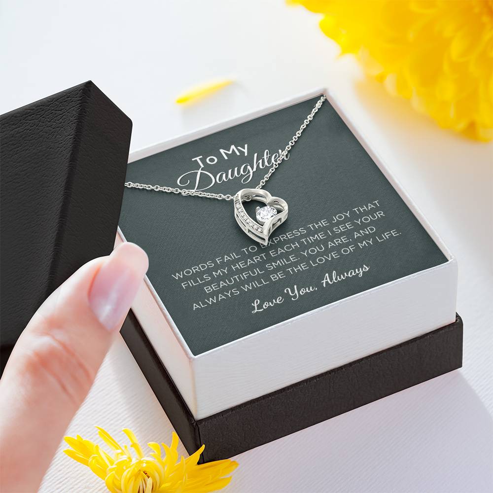 Gift For Daughter, Forever Love Pendant Necklace with Gift Box and Message Card