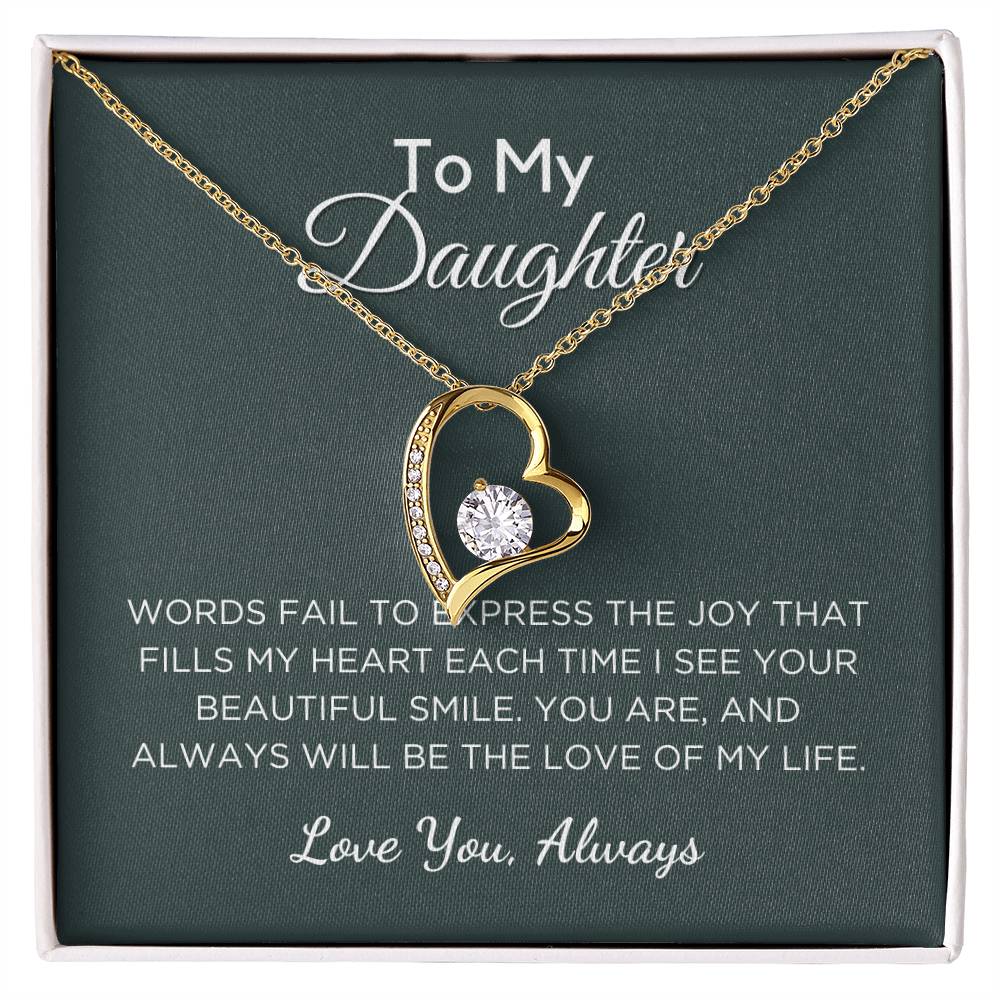 Gift For Daughter, Forever Love Pendant Necklace with Gift Box and Message Card