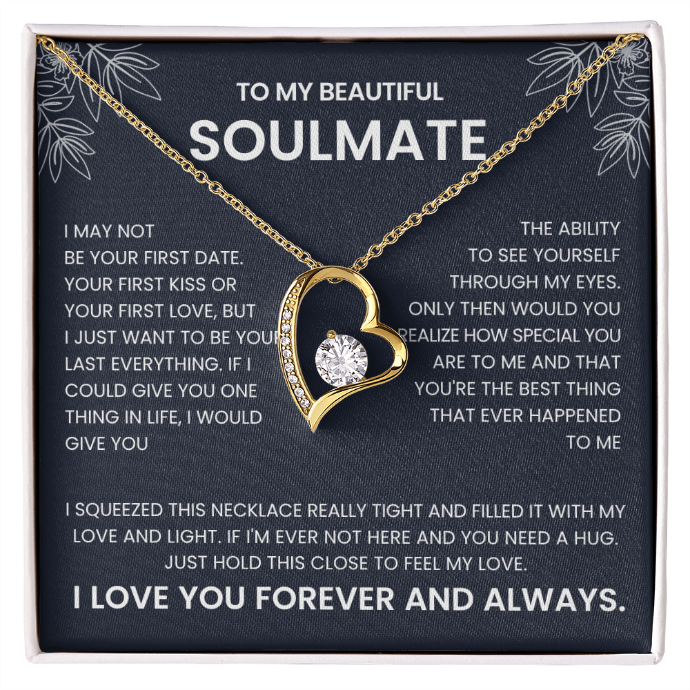 Forever Love Necklace for Soulmate | Heart Pendant Necklace Gift | Romantic Love Message Jewelry | Meaningful Gift for Her