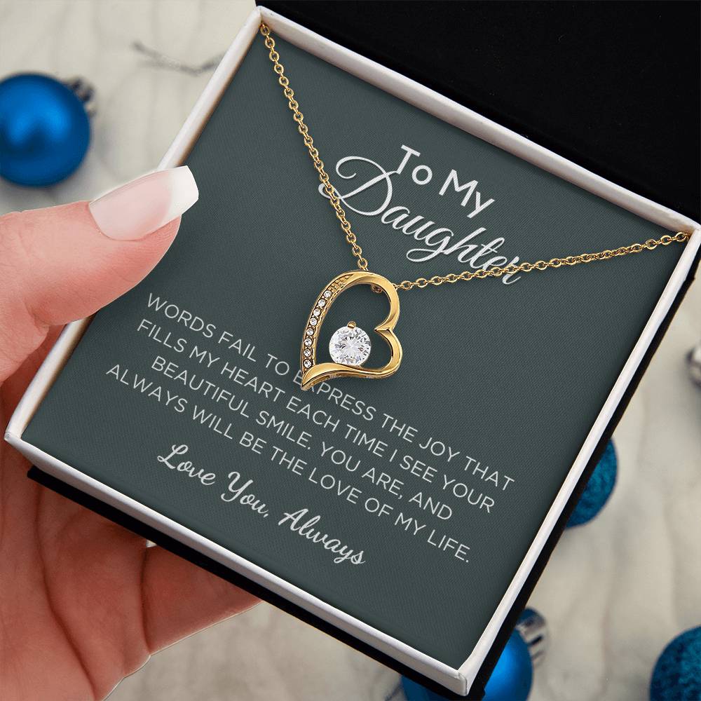 Gift For Daughter, Forever Love Pendant Necklace with Gift Box and Message Card