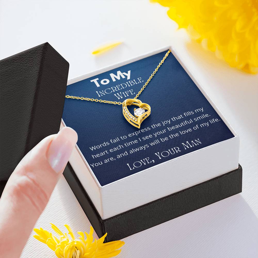A Sentimental Necklace Gift for Your Beloved Wife with Message Card and Elegant Gift Box