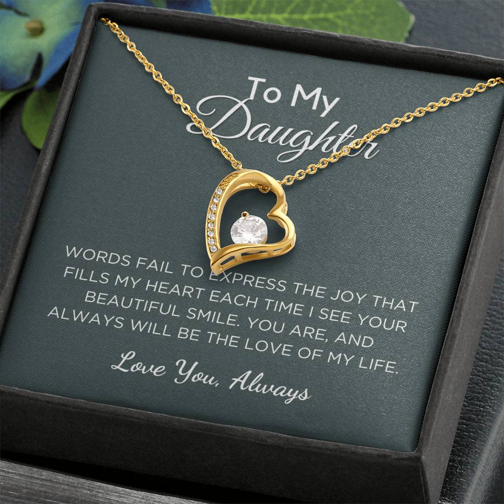 Gift For Daughter, Forever Love Pendant Necklace with Gift Box and Message Card