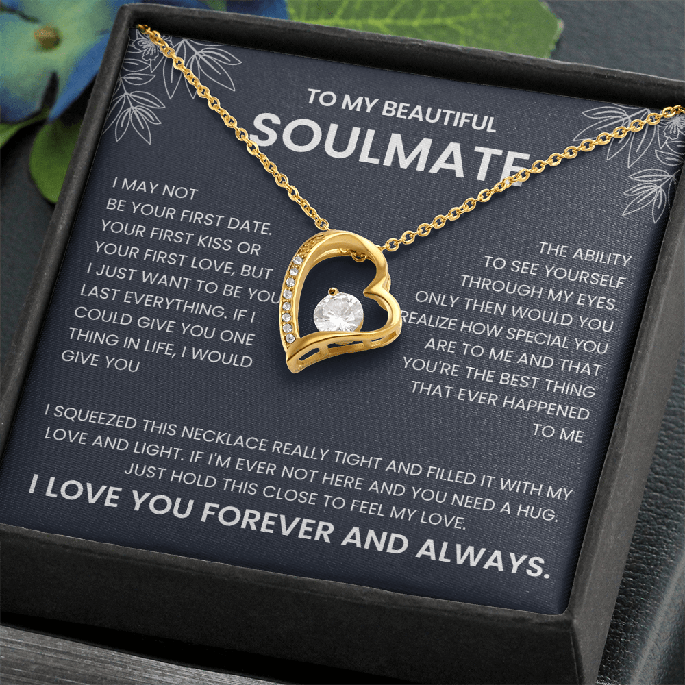 Forever Love Necklace for Soulmate | Heart Pendant Necklace Gift | Romantic Love Message Jewelry | Meaningful Gift for Her