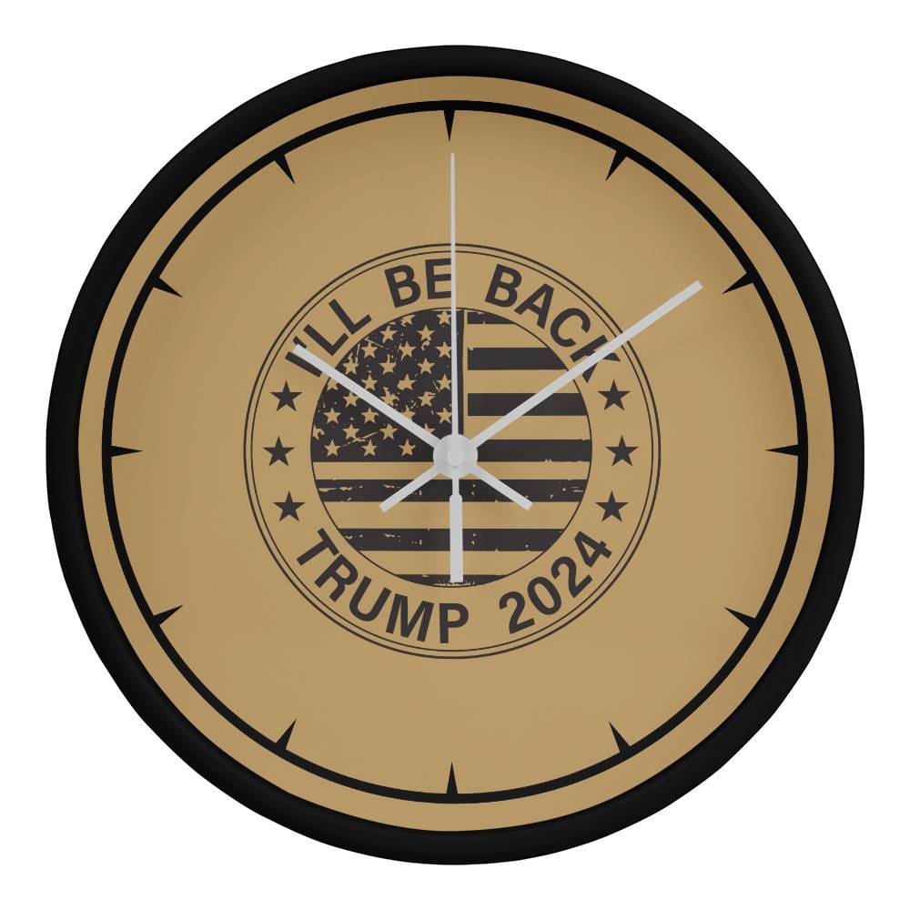 Vintage Wooden Frame 10” Clock - 'I Will Be Back' Trump 2024 Edition