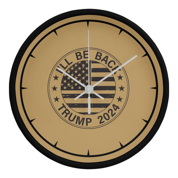 Vintage Wooden Frame 10” Clock - 'I Will Be Back' Trump 2024 Edition