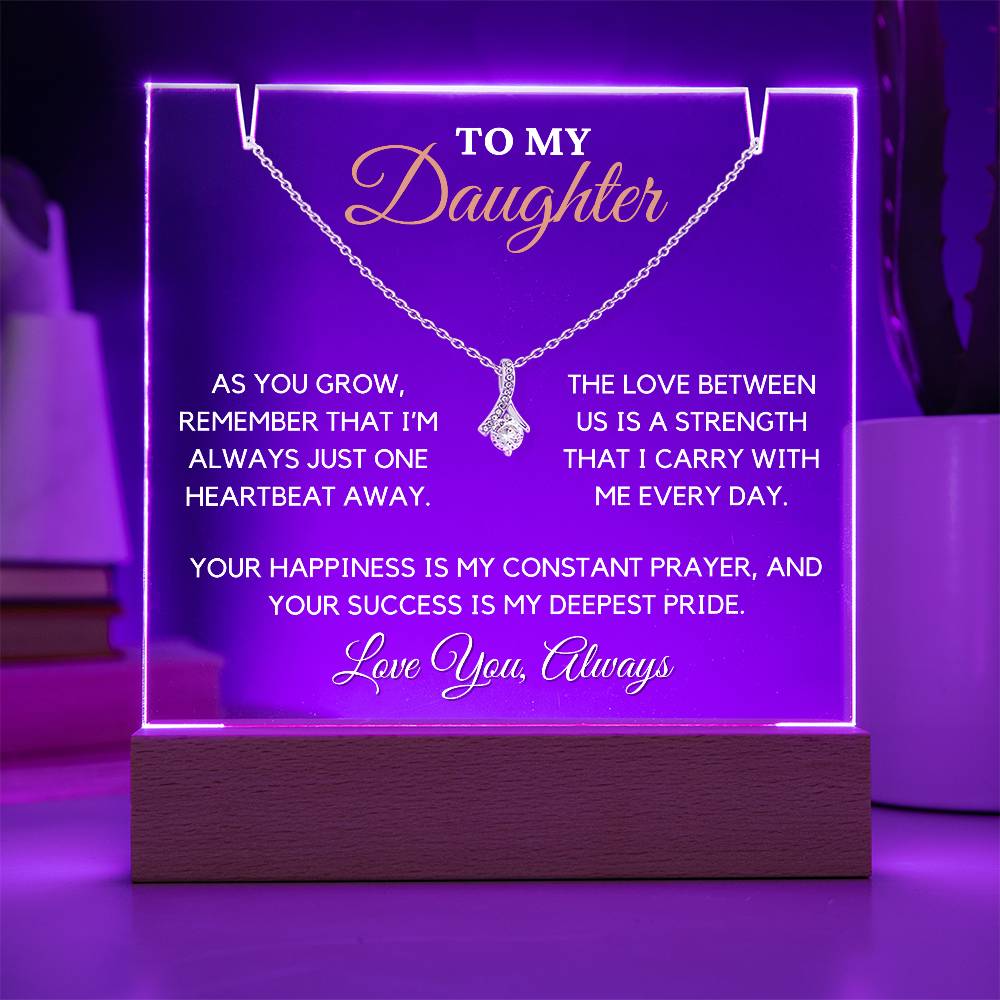 Gift for Daughter - Alluring Beauty Necklace & Premium Acrylic Keepsake Bundle with LED Base