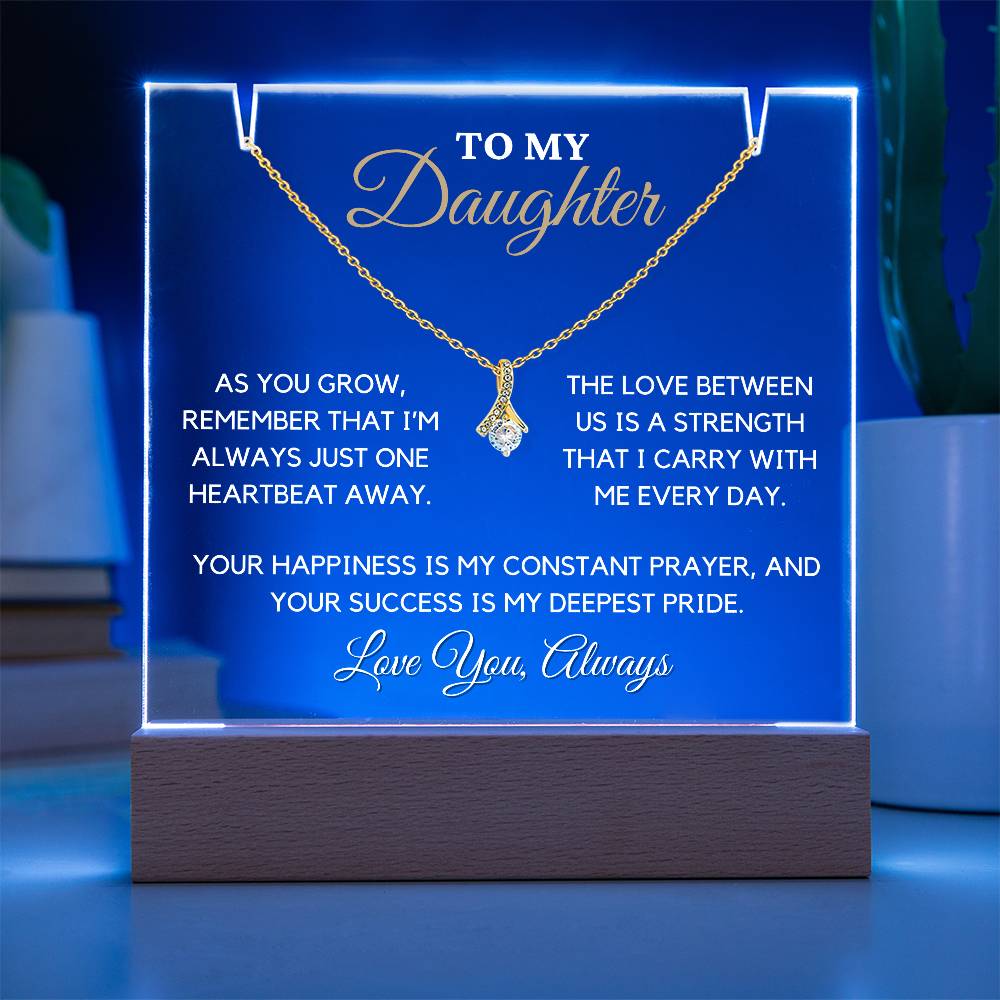 Gift for Daughter - Alluring Beauty Necklace & Premium Acrylic Keepsake Bundle with LED Base