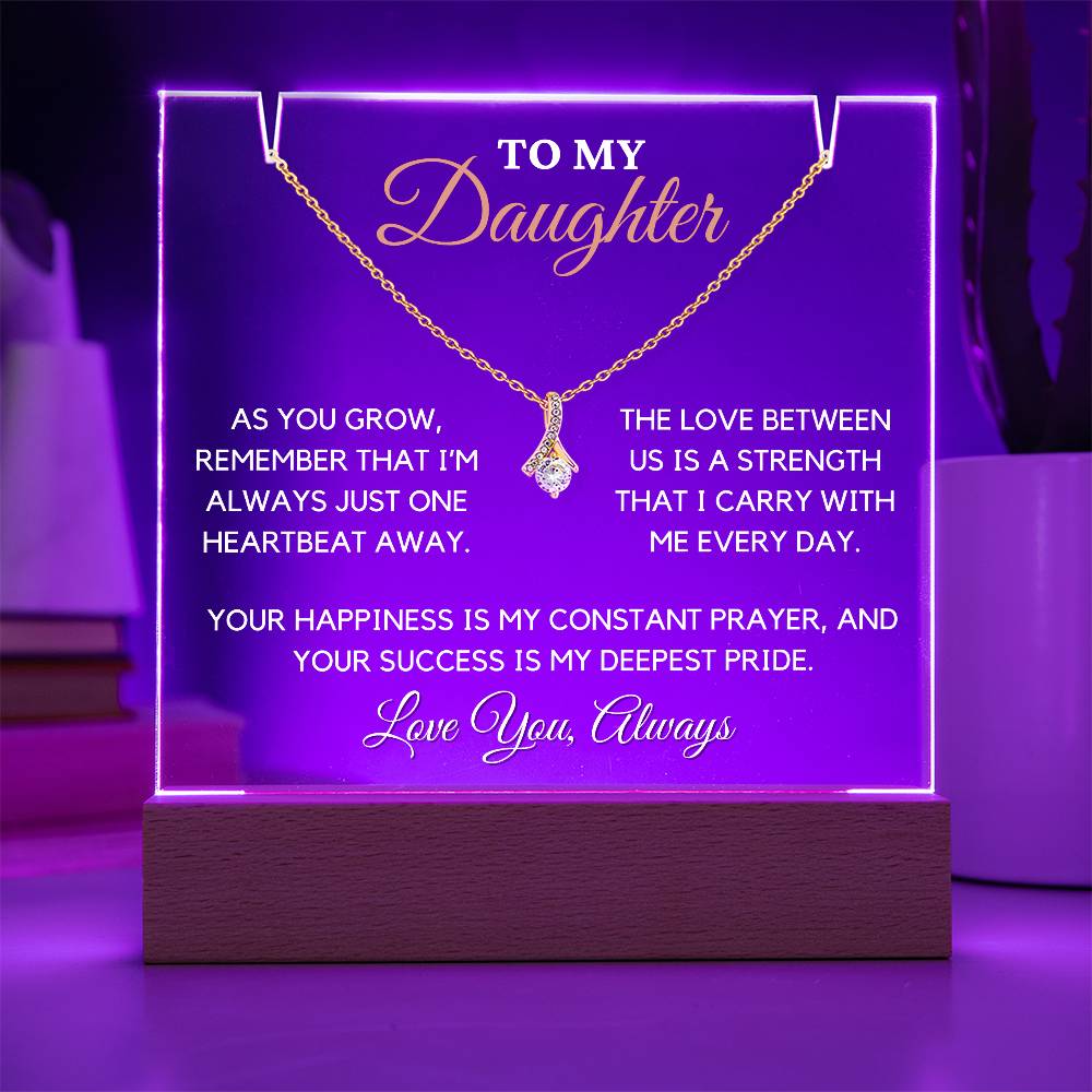 Gift for Daughter - Alluring Beauty Necklace & Premium Acrylic Keepsake Bundle with LED Base