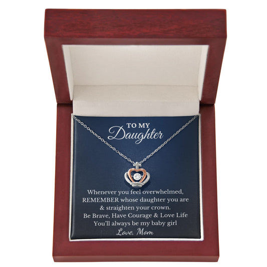 Gift for Daughter - Crown Pendant Necklace from Mom | Regal Gift with LED Gift Box