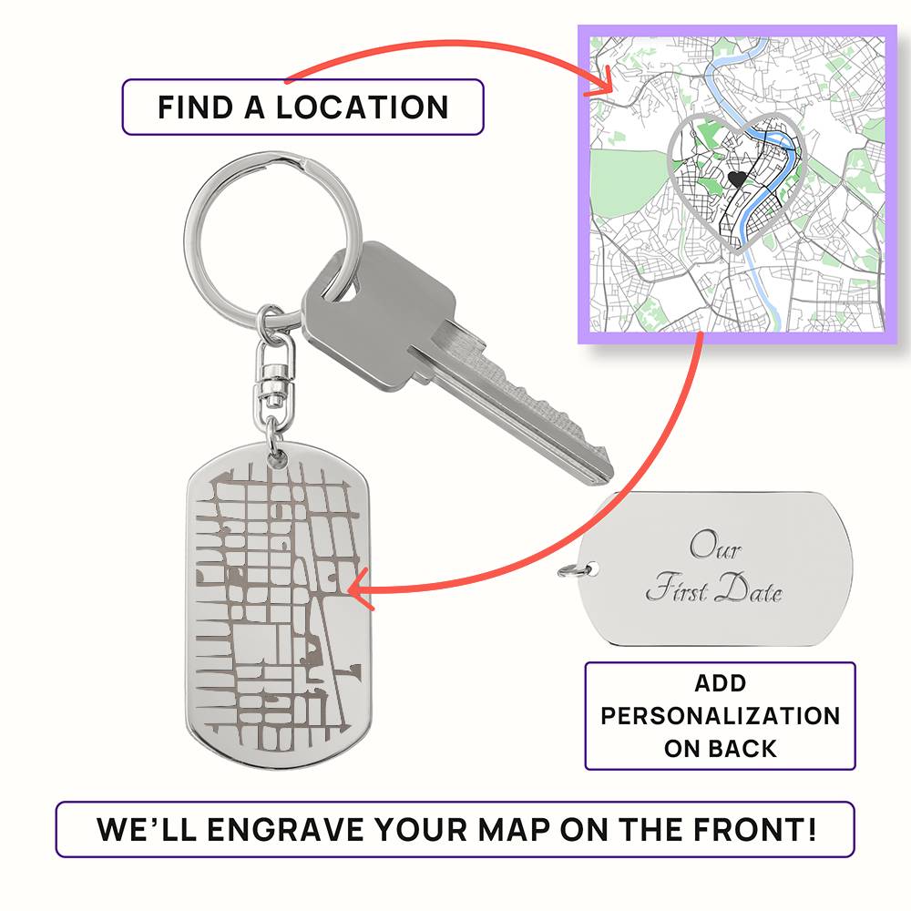 Custom Map Location Keychain – Where Memories Begin