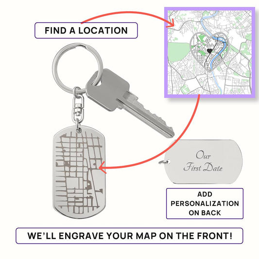 Custom Map Location Keychain – Where Memories Begin