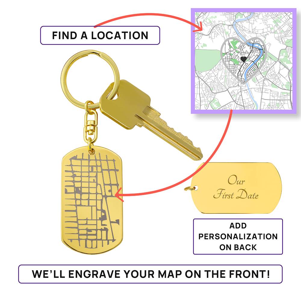 Custom Map Location Keychain – Where Memories Begin