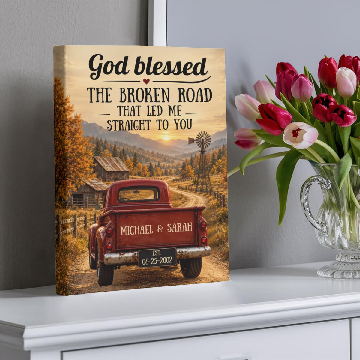 Custom Couple Names and Date Canvas