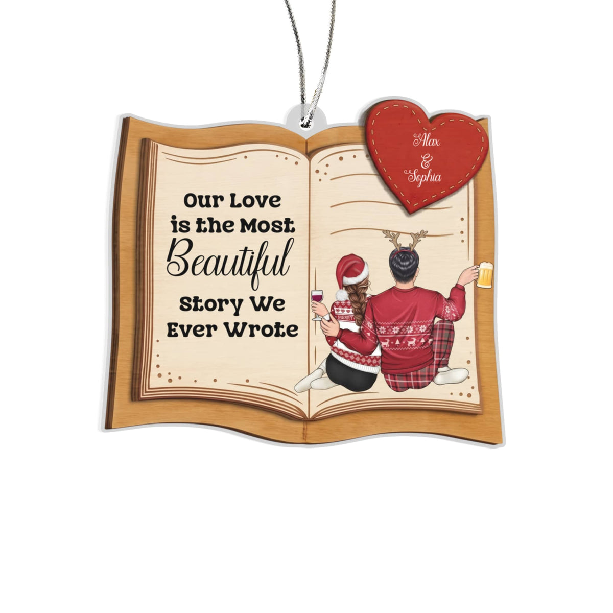 Personalized Our Love Story Acrylic Ornament for Couples