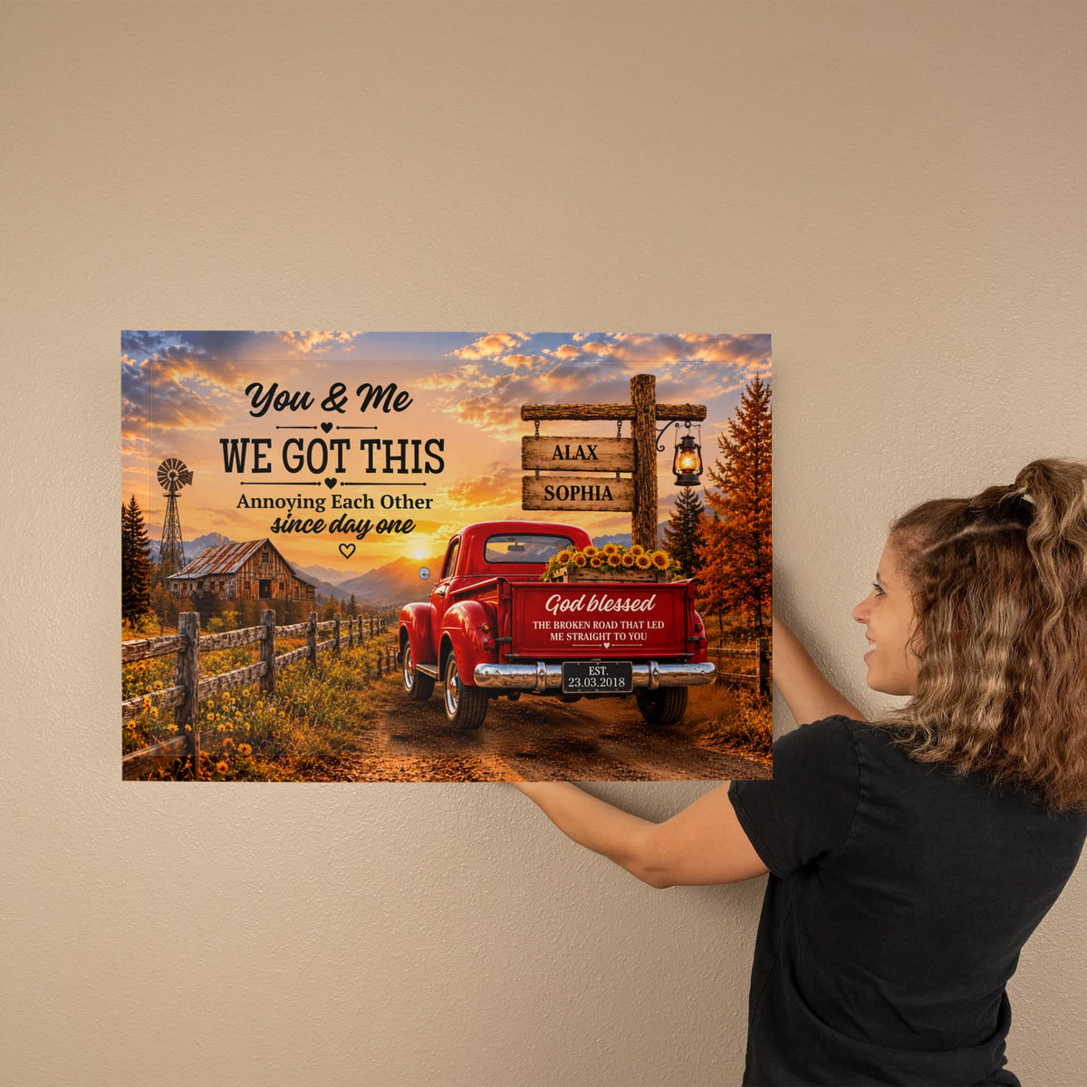 God Blessed the Broken Road Couple Canvas
