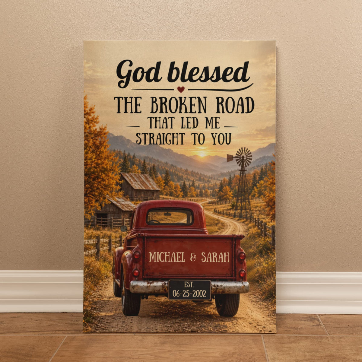 Romantic Country Road Sunset Canvas