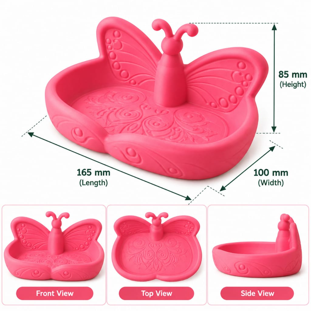 Butterfly Jewelry Storage Tray, 3D Printed Desktop Cosmetic Organizer, Decorative Jewelry Dish for Rings, Earrings