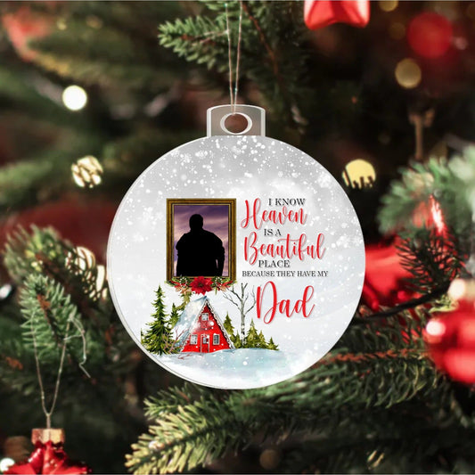 Custom Photo In Loving Memory - Christmas, Memorial Circle Acrylic Ornament Gift For Family
