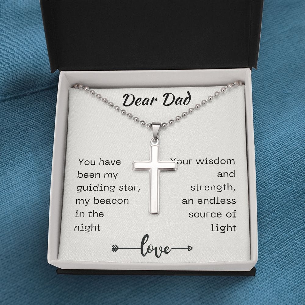 Gift For Dad, Faith Cross Necklace with Gift Box and Heart Warming Message Card