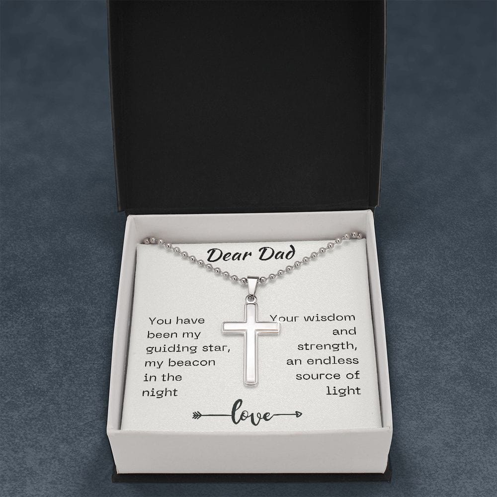 Gift For Dad, Faith Cross Necklace with Gift Box and Heart Warming Message Card