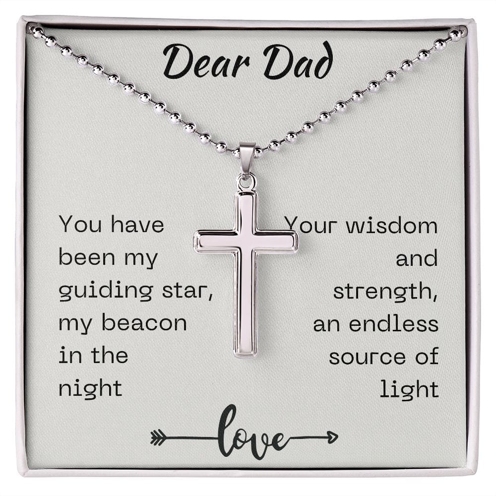 Gift For Dad, Faith Cross Necklace with Gift Box and Heart Warming Message Card