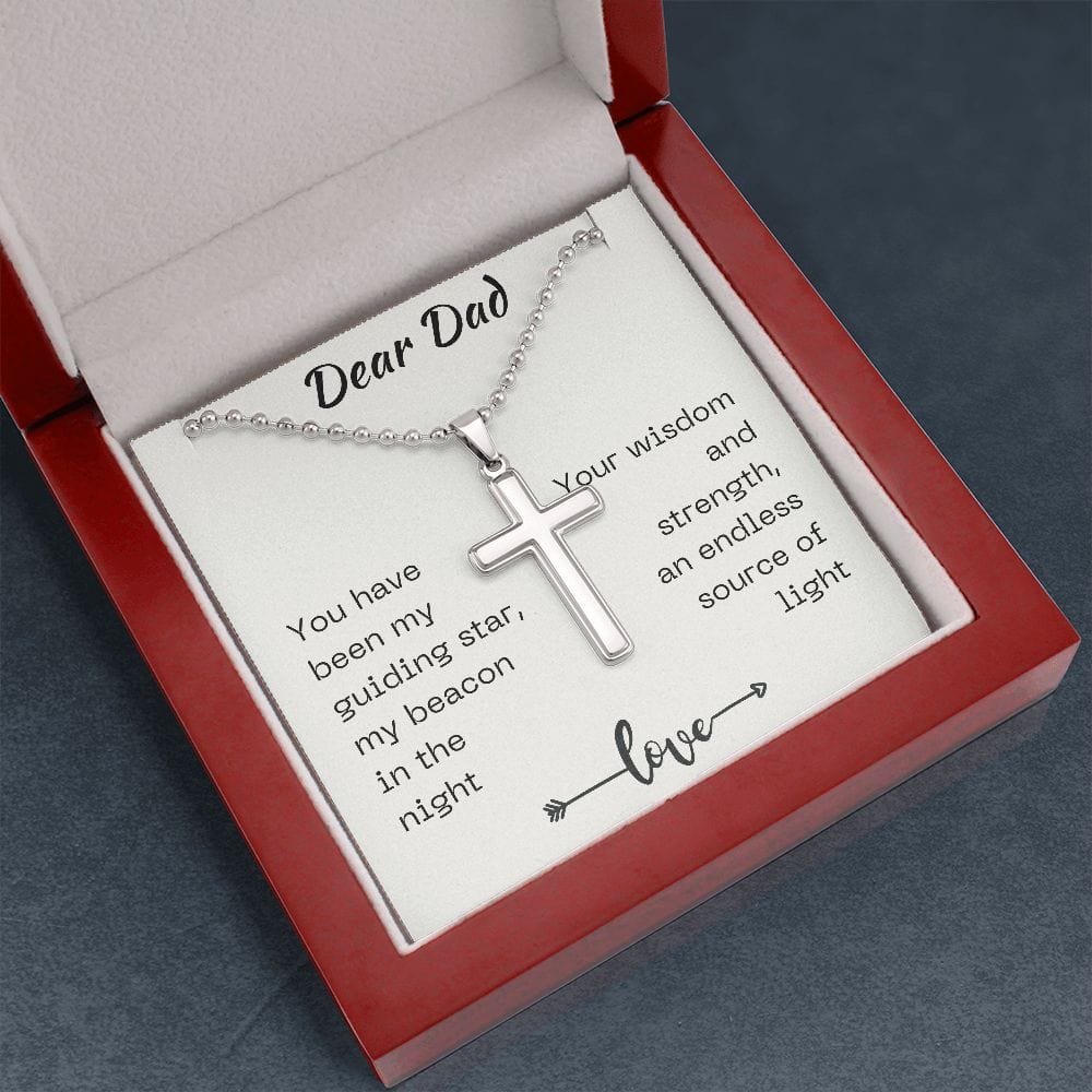 Gift For Dad, Faith Cross Necklace with Gift Box and Heart Warming Message Card
