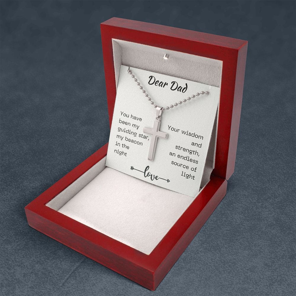 Gift For Dad, Faith Cross Necklace with Gift Box and Heart Warming Message Card