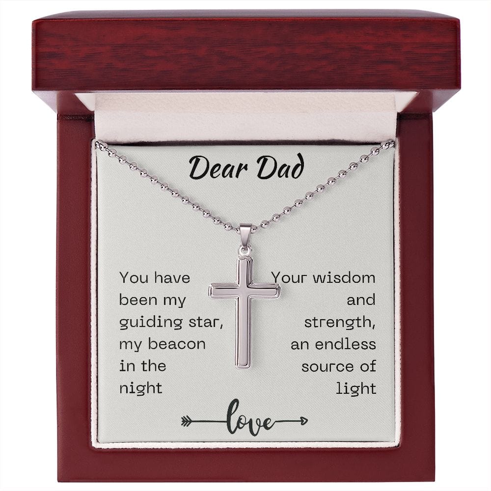 Gift For Dad, Faith Cross Necklace with Gift Box and Heart Warming Message Card