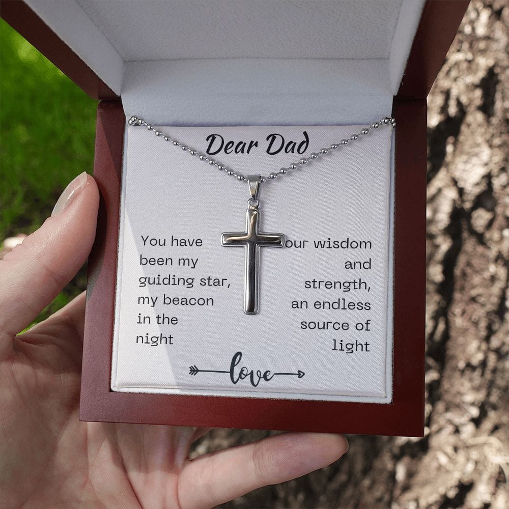 Gift For Dad, Faith Cross Necklace with Gift Box and Heart Warming Message Card