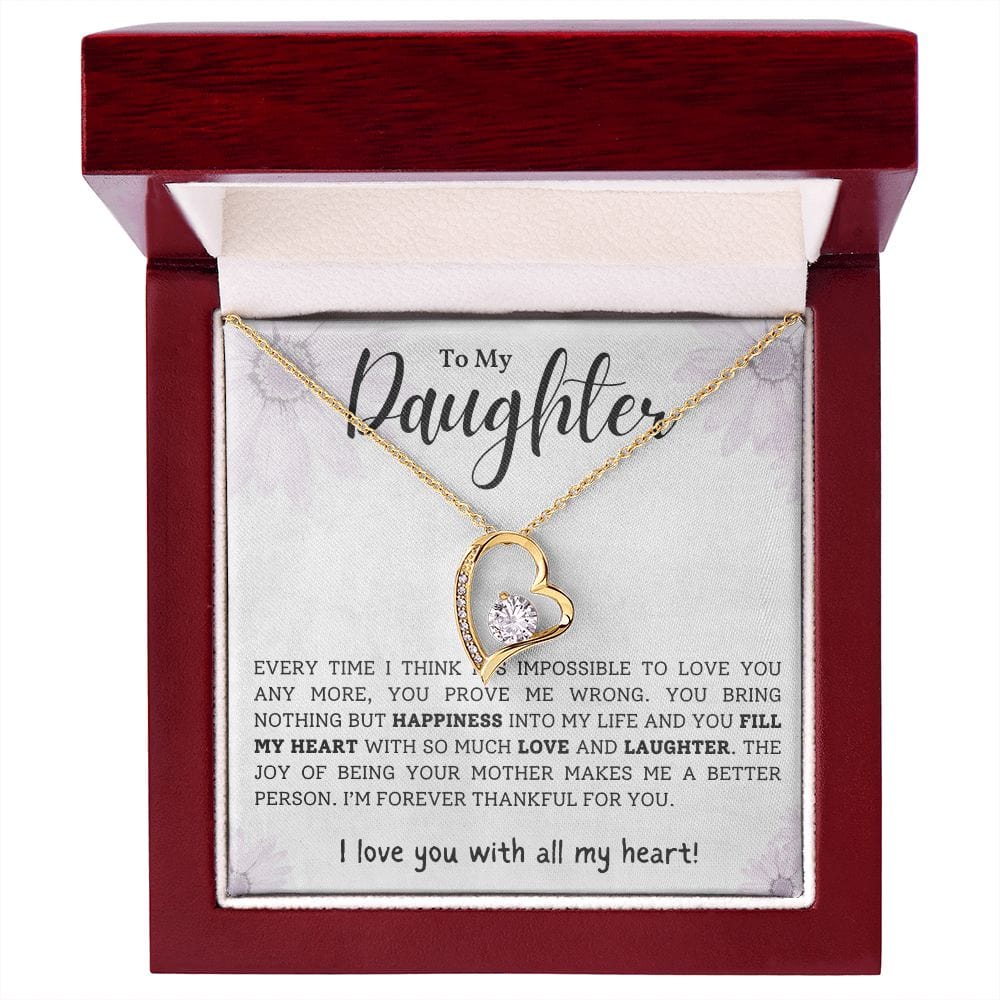 Gift For Daughter, Forever Love Pendant Necklace with Gift Box and Heart Warming Message Card, Made in the USA