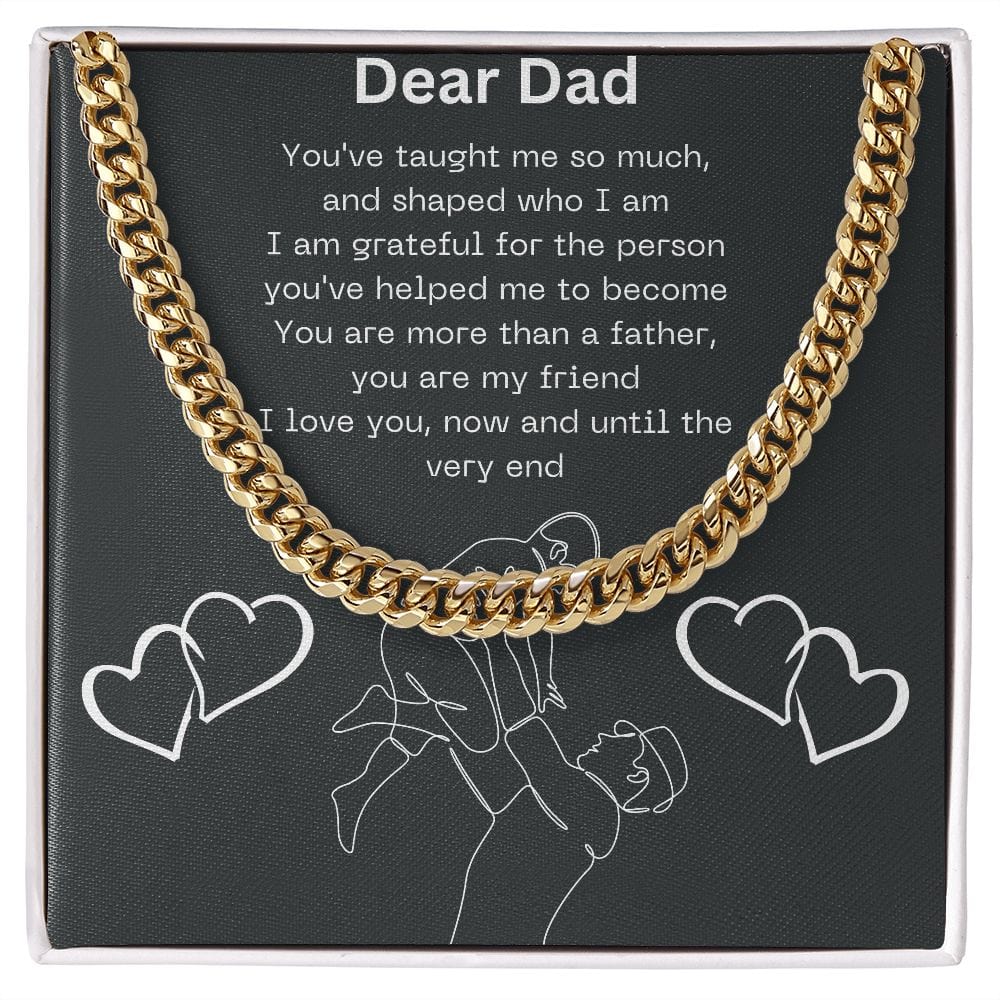 Gift For Dad, Cuban Chain Necklace with Gift Box and Heart Warming Message Card