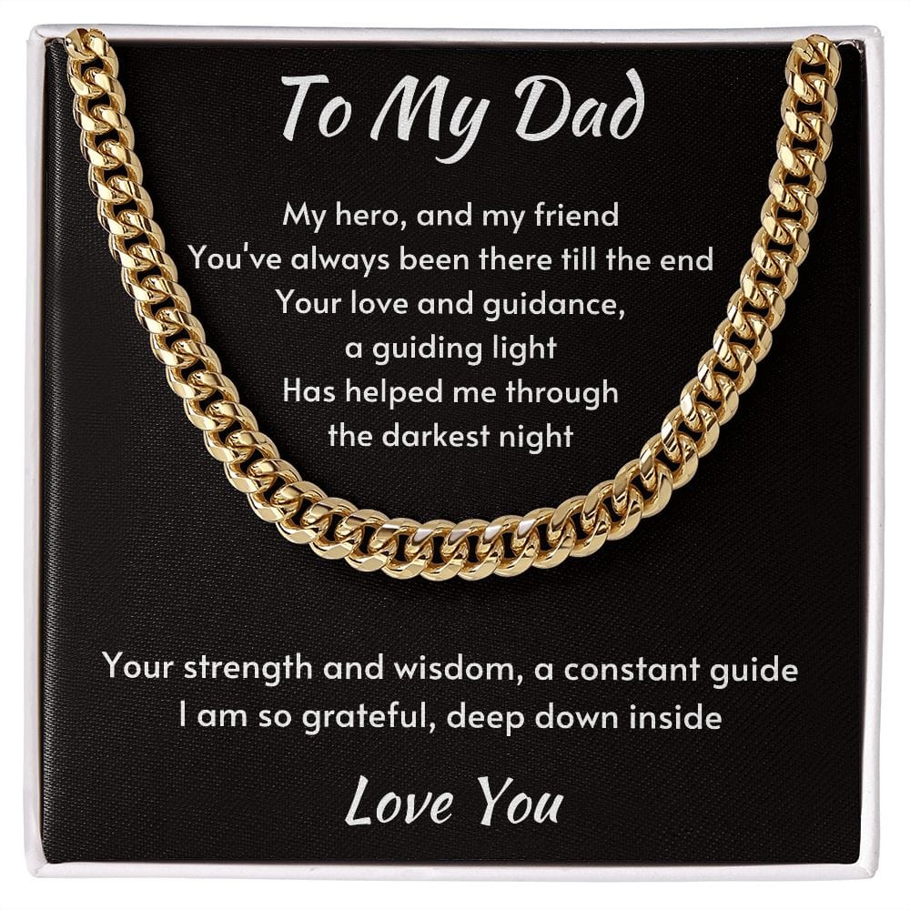 Gift For Dad, Cuban Chain Necklace with Gift Box and Heart Warming Message Card