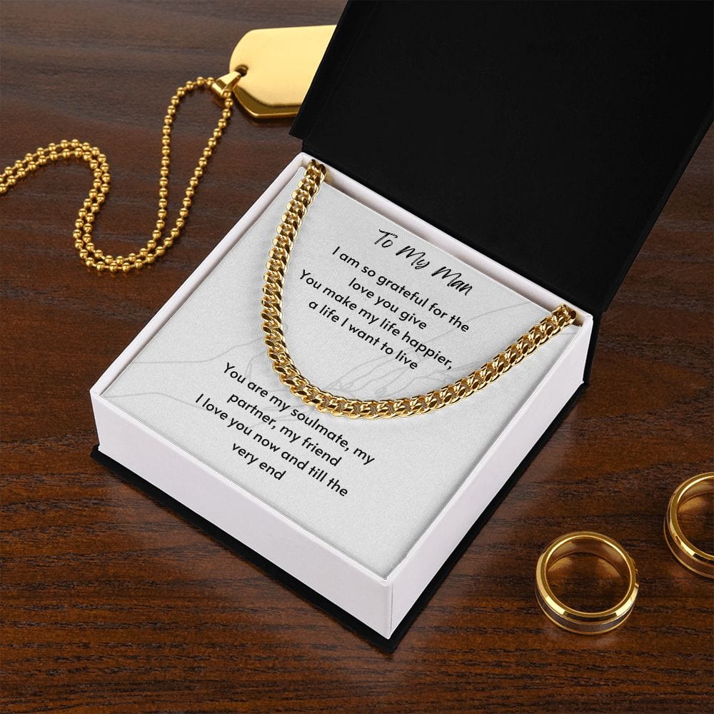 Gift For Soulmate, Valentine's Day Gift for Him, Unique Gift for Soulmate, Cuban Chain Necklace for Men