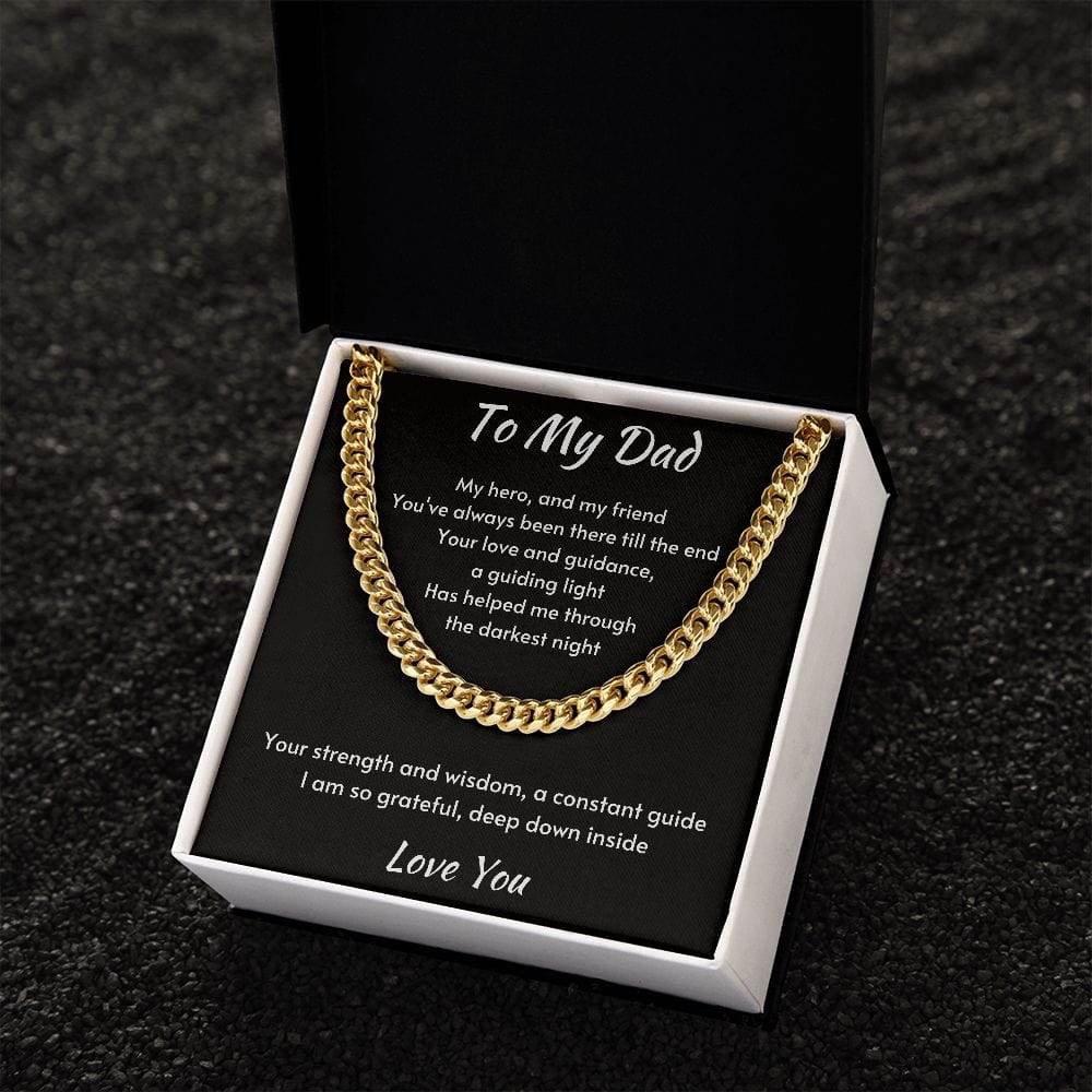 Gift For Dad, Cuban Chain Necklace with Gift Box and Heart Warming Message Card