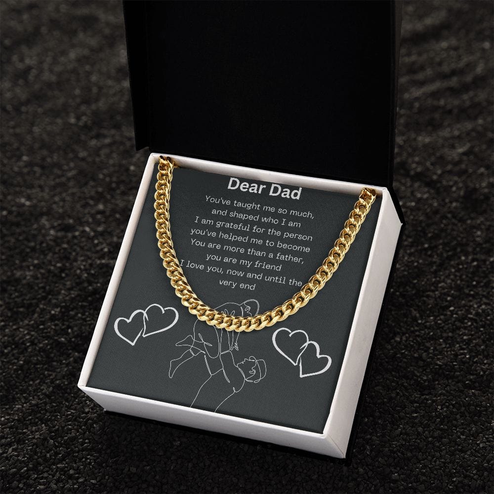Gift For Dad, Cuban Chain Necklace with Gift Box and Heart Warming Message Card
