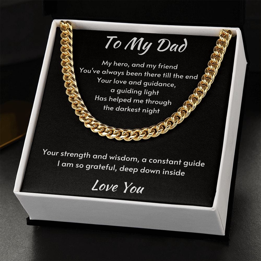 Gift For Dad, Cuban Chain Necklace with Gift Box and Heart Warming Message Card