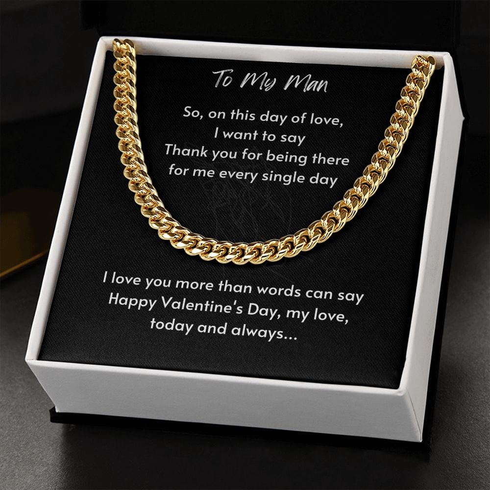 Gift For Soulmate, Valentine's Day Gift for Him, Unique Gift for Soulmate, Cuban Chain Necklace for Men