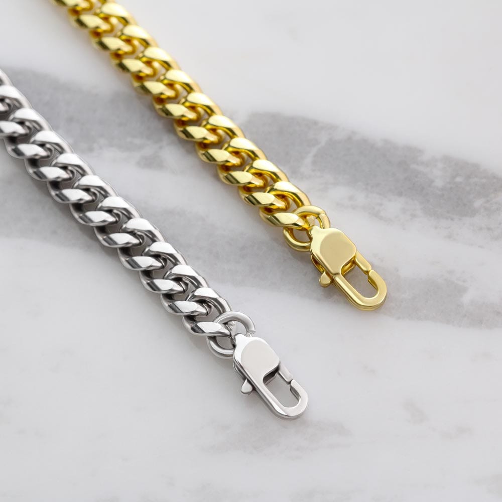 Gift For Dad, Cuban Chain Necklace with Gift Box and Heart Warming Message Card