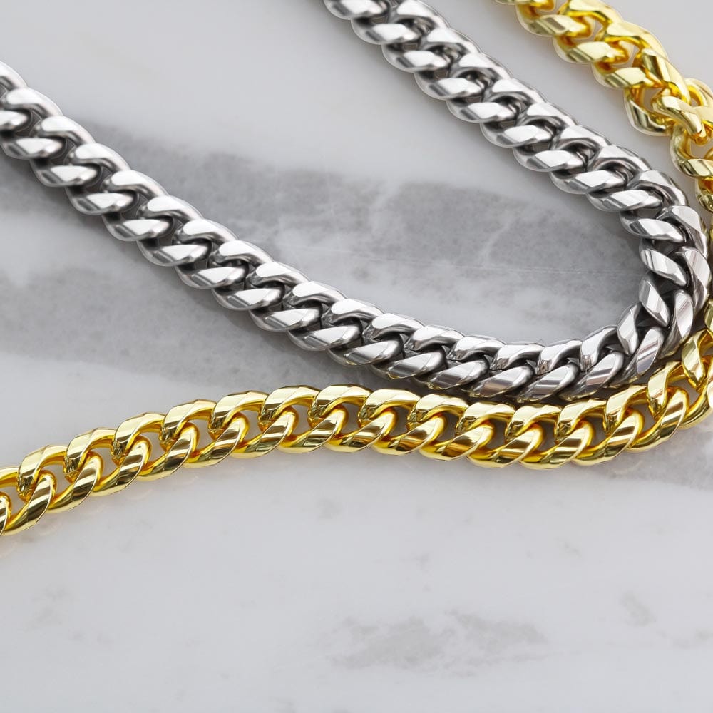 Gift For Dad, Cuban Chain Necklace with Gift Box and Heart Warming Message Card