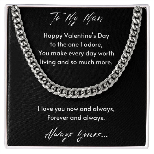 Gift For Soulmate, Valentine's Day Gift for Him, Unique Gift for Soulmate, Cuban Chain Necklace for Men