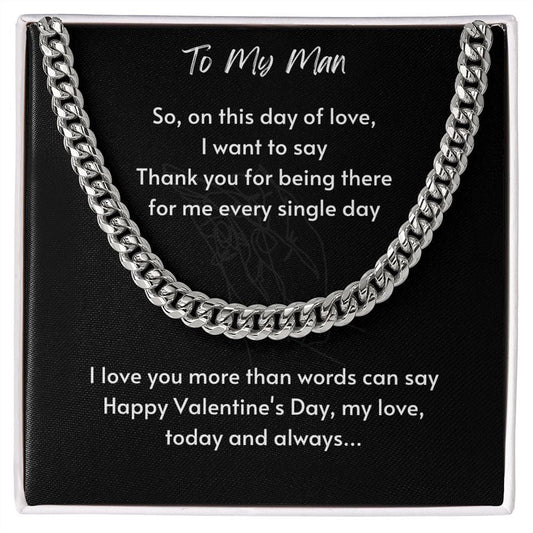 Gift For Soulmate, Valentine's Day Gift for Him, Unique Gift for Soulmate, Cuban Chain Necklace for Men