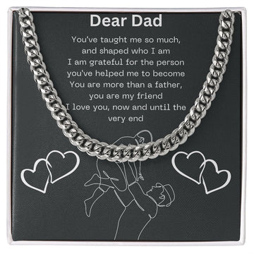Gift For Dad, Cuban Chain Necklace with Gift Box and Heart Warming Message Card