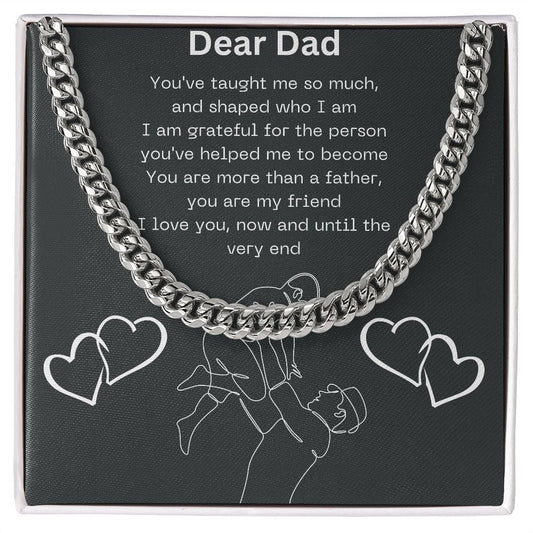 Gift For Dad, Cuban Chain Necklace with Gift Box and Heart Warming Message Card