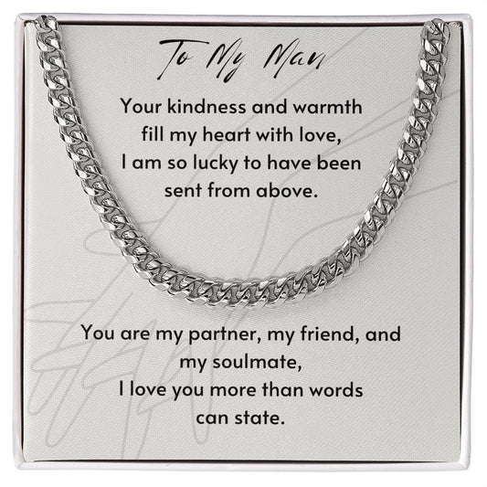 Gift For Soulmate, Valentine's Day Gift for Him, Unique Gift for Soulmate, Cuban Chain Necklace for Men