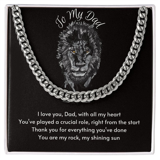 Gift For Dad, Cuban Chain Necklace with Gift Box and Heart Warming Message Card
