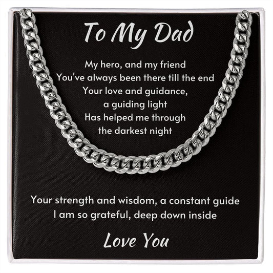 Gift For Dad, Cuban Chain Necklace with Gift Box and Heart Warming Message Card