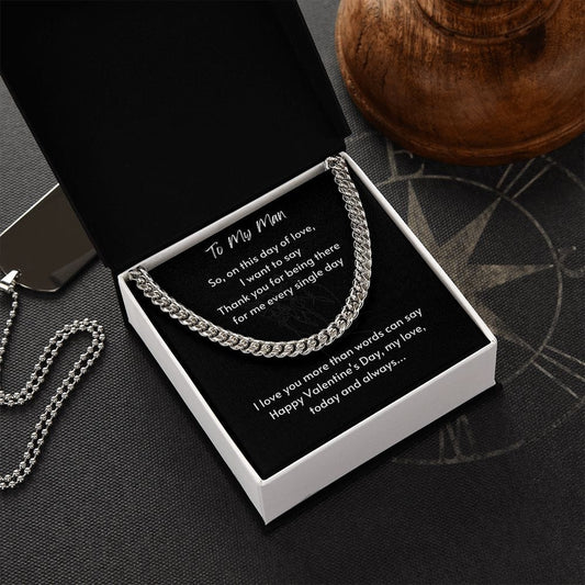 Gift For Soulmate, Valentine's Day Gift for Him, Unique Gift for Soulmate, Cuban Chain Necklace for Men