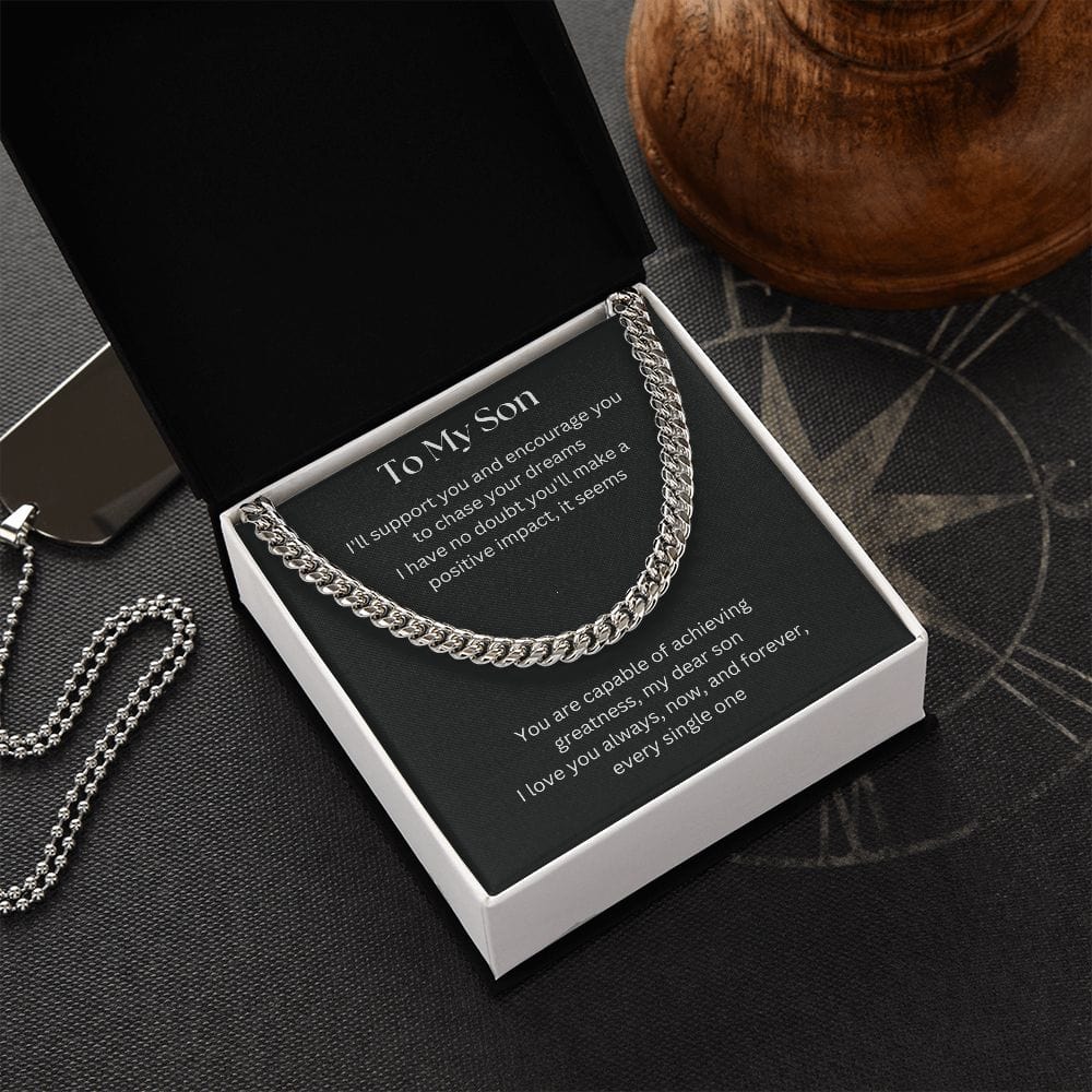 Gift For Son, Son Gifts from Mom and Dad, Mother and Son Necklace, Birthday Gift For My Son, Father Son Gifts, Cuban Link Chain Necklace