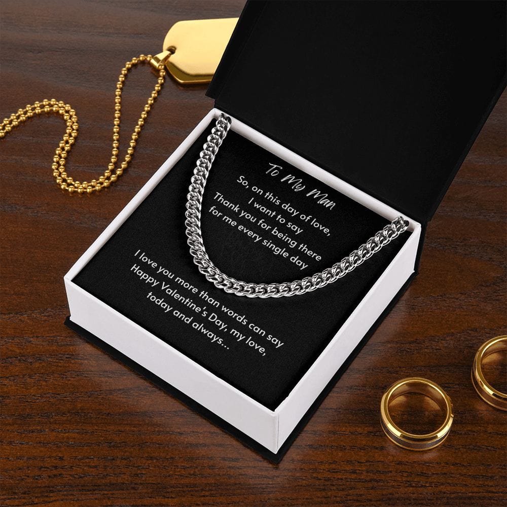 Gift For Soulmate, Valentine's Day Gift for Him, Unique Gift for Soulmate, Cuban Chain Necklace for Men