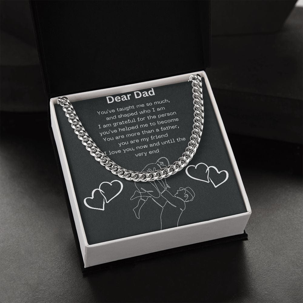 Gift For Dad, Cuban Chain Necklace with Gift Box and Heart Warming Message Card